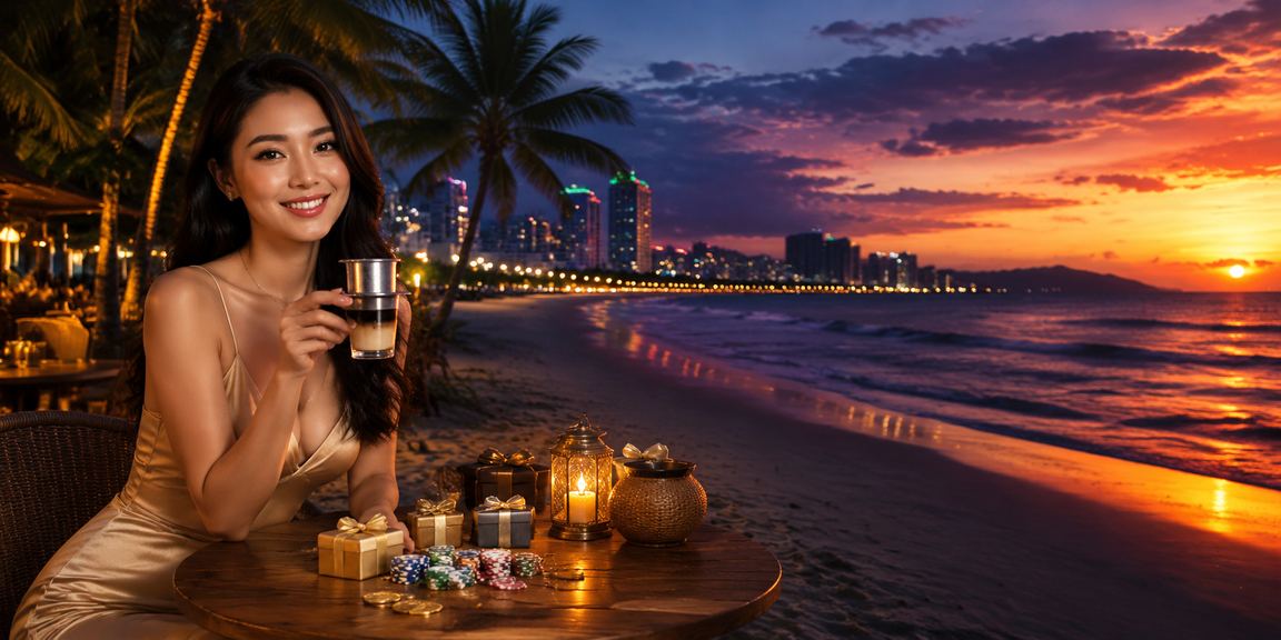Người dùng VIP tại Đà Nẵng thưởng thức cà phê và xem ưu đãi bonus trên điện thoại