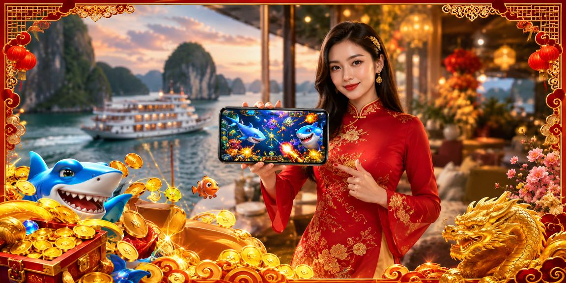 Cảnh vịnh Hạ Long nhìn từ điện thoại khi chơi bắn cá trực tuyến